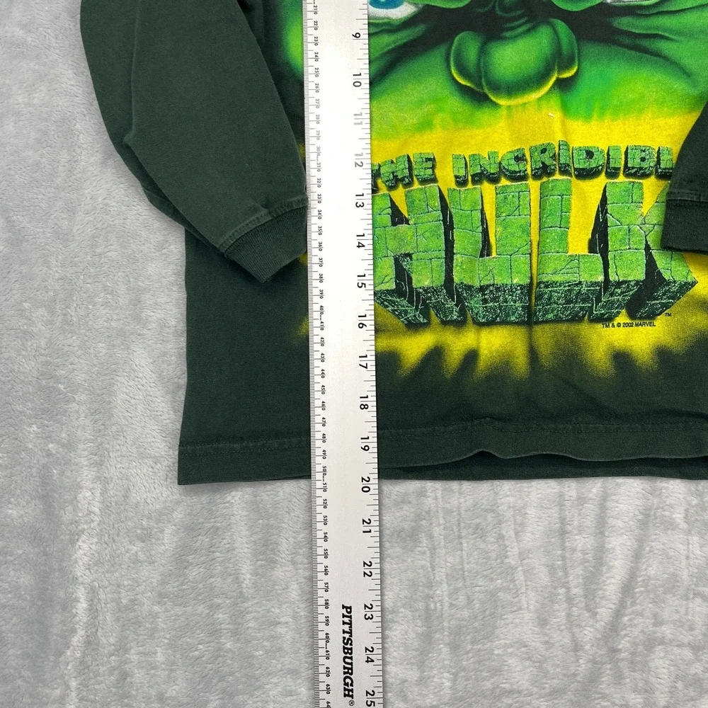 The Incredible Hulk Marvel Shirt Youth XL Green Graphic Long Sleeve Crewneck Tee